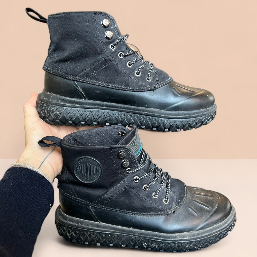 Palladium Crushion SCRMBL DB TX Boots Waterproof Rubber Snow Men's 10 Black Duck